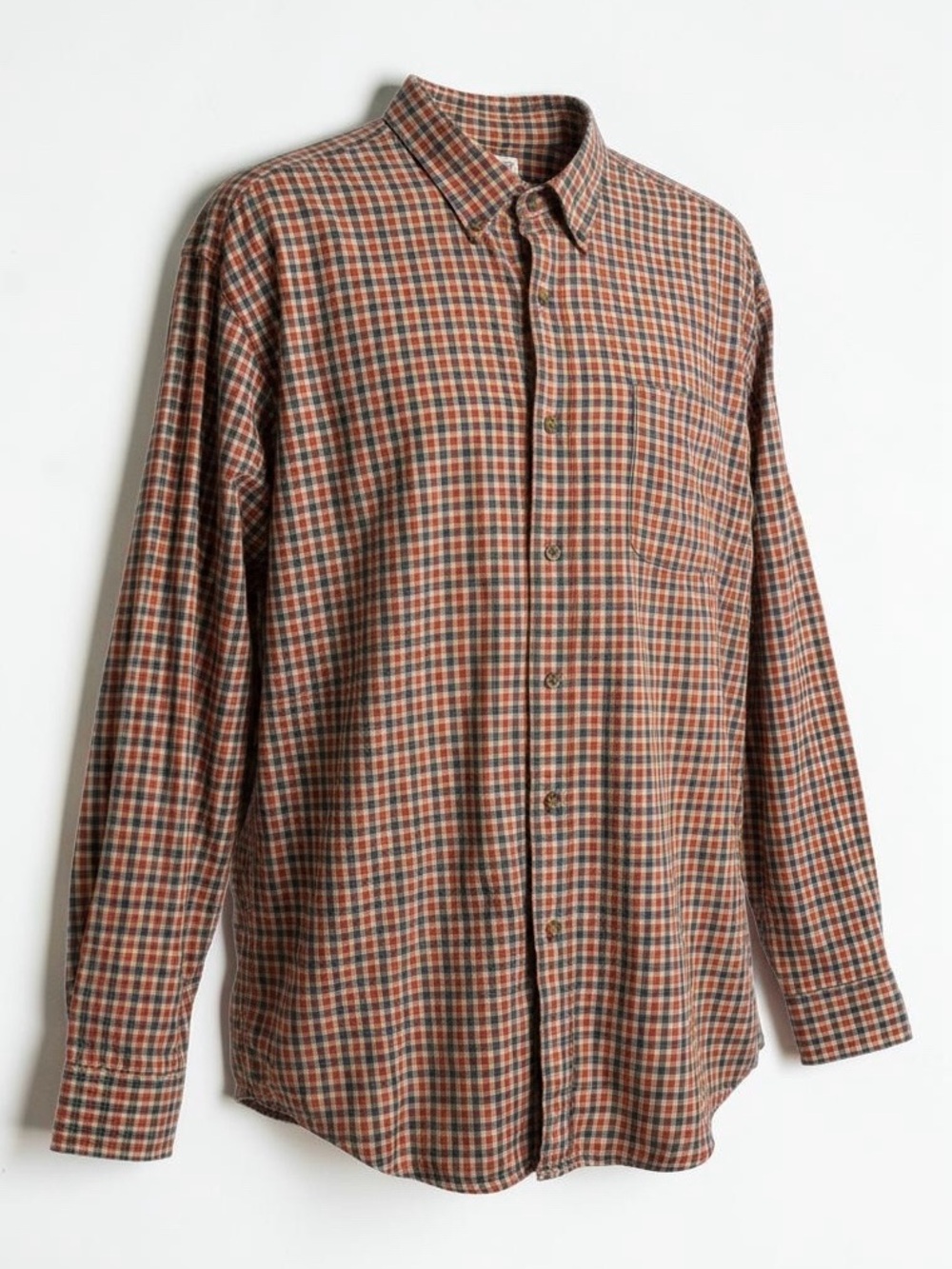 Abercrombie & Fitch Red, Blue, and Beige Plaid Button-Down Shirt